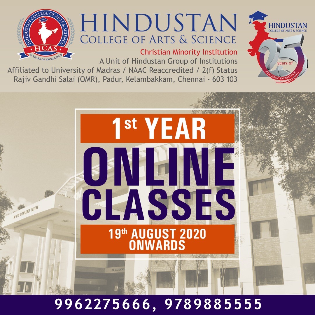 Online Classes for UG Students Academic Year 2020-2021 starts from 19th of August